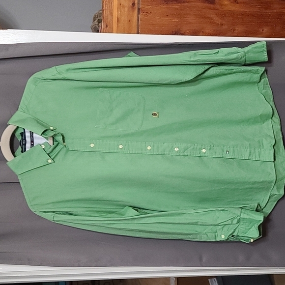 Tommy Hilfiger Original Oxford Men's Button Down Shirt Green Size L/16 1/2 EUC - Picture 1 of 10